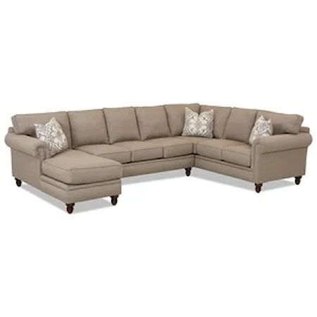 Three Piece Sectional Sofa w/ LAF Chaise and Nailhead Trim